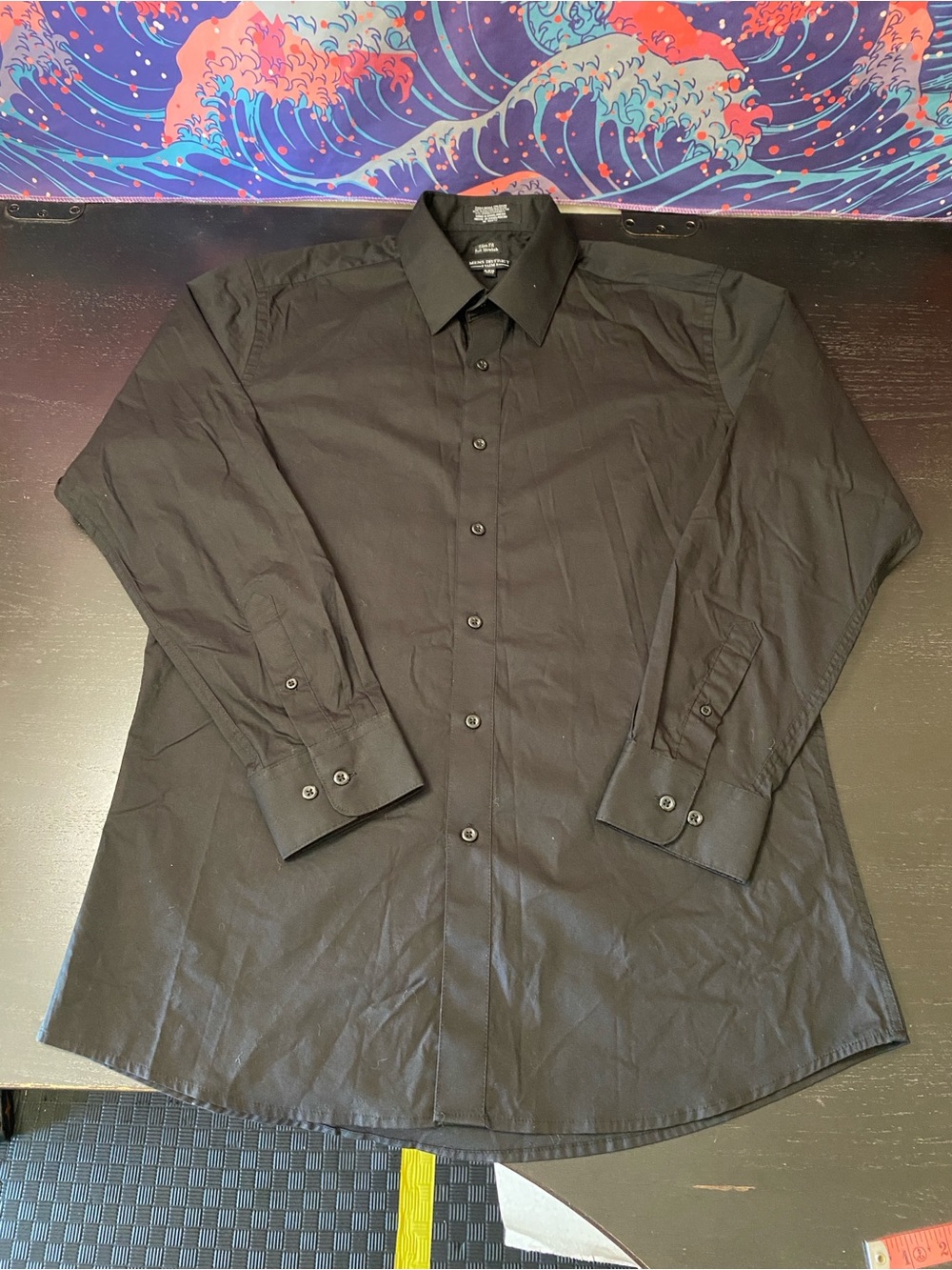 District Black Men's Long Sleeve Dress Shirt - Classic Button-Up